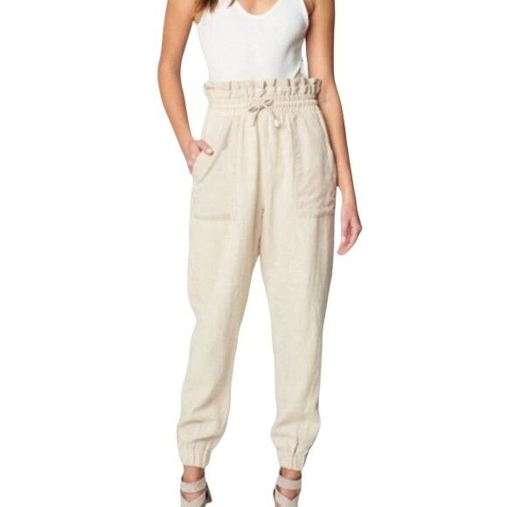NWT Blank NYC Beige Tan Cargo Jogger Pants Paper Bag Style Casual‎ Size S